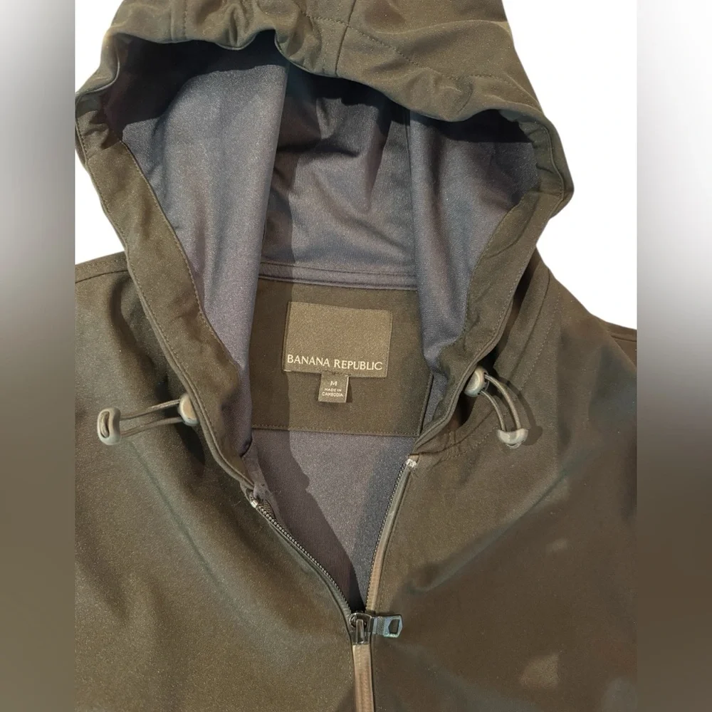 Banana Republic Classic Men's Black Zip Up Hooded Raincoat, Size M - Picture 9 of 11